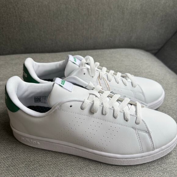 Adidas Advantage Base Court Lifestyle Cloud White Green  Sz 9 NIB - Picture 1 of 9